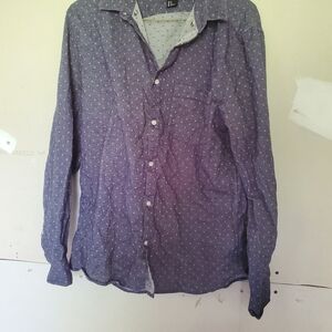 H&M Men's Casual Navy Polka Dot Shirt